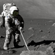 Astronaut Harrison Schmidt sampling the lunar dust in 1972.